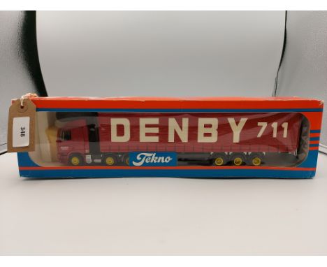 Manufacturer  - Tekno | Description - DAF 85 & Curtainside Trailer - Denby | Stock Code - 1718 | Notes - GC - Box worn - No m