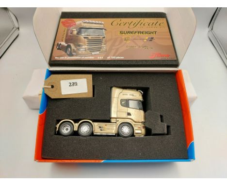 Manufacturer  - Tekno | Description - Scania R-Streamline Topline - Surefreight Golden Griffin | Stock Code - 68033 | Notes -