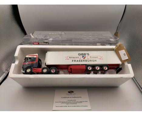 Manufacturer  - WSI | Description - Scania S Highline & Fridge Trailer - Gibbs of Fraserburgh | Stock Code - 02-2317 | Notes 
