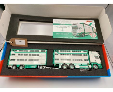 Manufacturer  - Tekno | Description - Scania R6 Topline Rigid & Livestock Trailer - Fahy Livestock International | Stock Code