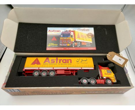 Manufacturer  - Tekno | Description - Scania 3-serie 143-500 & Tilt Trailer - Astran | Stock Code - 76969 | Notes - Mint| Sca