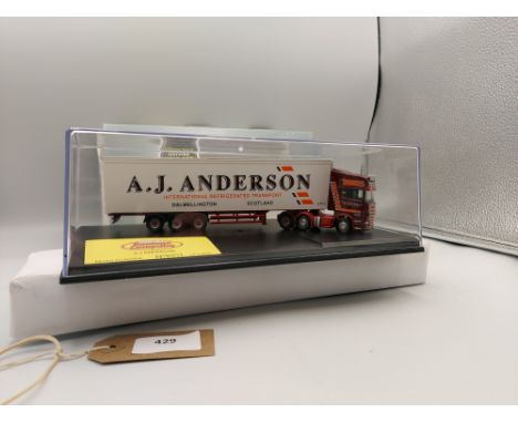 Manufacturer  - Oxford | Description - Scania R Series Topline & Fridge Trailer - A J Anderson | Stock Code - SCA05FR | Notes