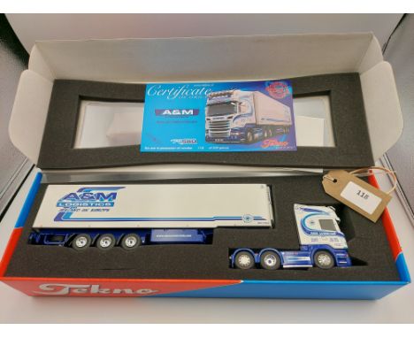 Manufacturer  - Tekno  | Description - Scania R580 Streamline & Fridge Trailer - A&M Logistics | Stock Code - 68959 | Notes -