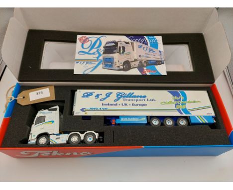 Manufacturer  - Tekno | Description - Volvo FH550 Globetrotter & Fridge Trailer - P & J Gillane | Stock Code - 69734 | Notes 