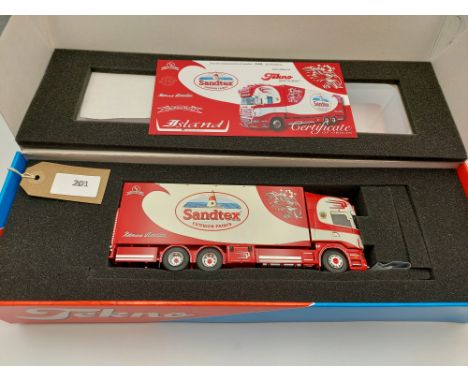 Manufacturer  - Tekno | Description - Scania R420 Topline Rigid - Island Transport Sandtex | Stock Code - 63198 | Notes - Min