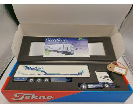 Manufacturer  - Tekno | Description - Scania R-Series Topline & Fridge Trailer - Matthews Transport | Stock Code - 67244 | No