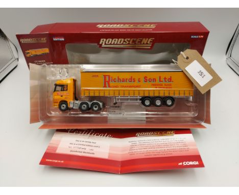 Manufacturer  - Corgi | Description - Mercedes Actros & Curtainside - Jack Richards | Stock Code - CC18205 | Notes - Mint| Sc