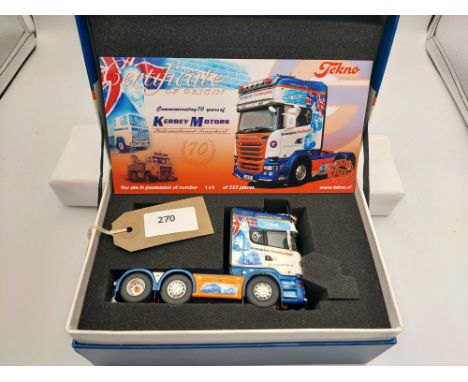 Manufacturer  - Tekno | Description - Scania R-Streamline Topline - Kerbey Motors | Stock Code - 67556 | Notes - Mint| Scale 