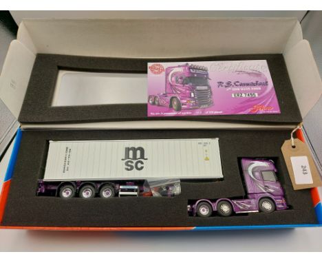 Manufacturer  - Tekno | Description - Scania R-Series Topline & Container Trailer - R S Carmichael | Stock Code - 64529 | Not