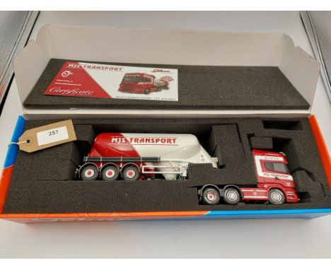 Manufacturer  - Tekno | Description - Scania R Series & Feldbinder Tanker Trailer - MJS Transport | Stock Code - 63701 | Note