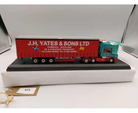 Manufacturer  - Oxford | Description - Scania T Cab Topline & Curtainside Trailer - J H Yates & Sons | Stock Code - 76TCAB003