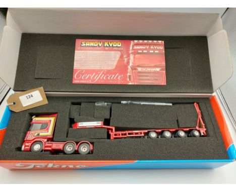 Manufacturer  - Tekno | Description - Scania R580 Topline & Lowloader Trailer - Sandy Kydd | Stock Code - 55044 | Notes - Min