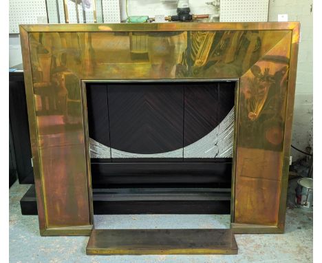 FIRE SURROUND, 141cm x 117.5cm, brass. 