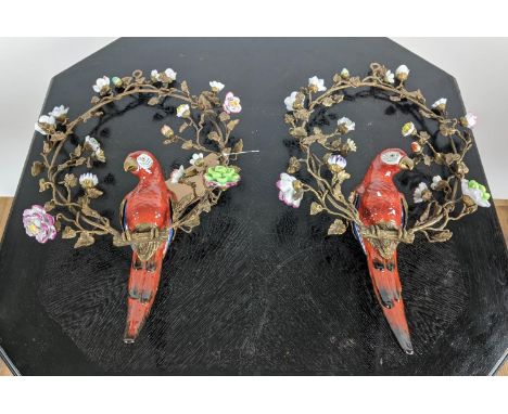 WALL HANGING GARLANDS, a pair, gilt metal and ceramic, 80cm x 330cm x 17cm. (2) 
