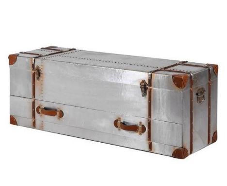 AVIATOR STYLE TRUNK, 45cm H x 120cm W x 40cm D, fitted with a single drawer below and lift up top. 