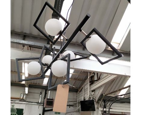 CEILING PENDANT LIGHT, 100cm x 80cm x 50cm, 1950's Italian style, six branch. 