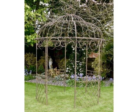 ARCHITECTURAL GARDEN PERGOLA, 300cm H x 225cm diam., Regency style, metal frame with aged finish. 