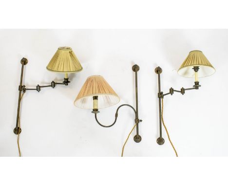 WALL LIGHTS, a pair, fully adjustable, max 74cm H, 45cm extended and another similar wall light. (3) 
