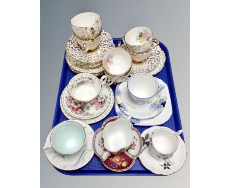 Six Kent china trios together with five further teacups with saucers to include Royal Albert, Royal Standard etc 
