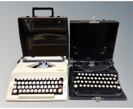 A Remington portable typewriter in case, together with further imperial 2002 typewriter, cased.
