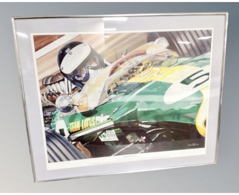 A Colin Carter signed limited edition print 'Gentleman Jim, British Grand Prix Silverstone, 1997', number 75/250, 97cm by 80c