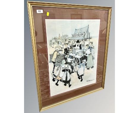 After Margaret Chapman : The Ice Cream Vendor, colour print, signed in pencil, 47cm by 64cm.