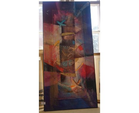 A contemporary 20th Century abstract print on canvas.