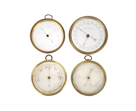 Collection of 4 Vidi-Type Barometers, including a barometer marked to the silvered dial 'B. R. HENNESSY, SWANSEA', with engin