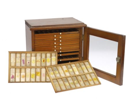 Cabinet of Microscope Slides From Royal College of Physicians, Edinburgh, The cabinet constructed of French Polished Mahogany