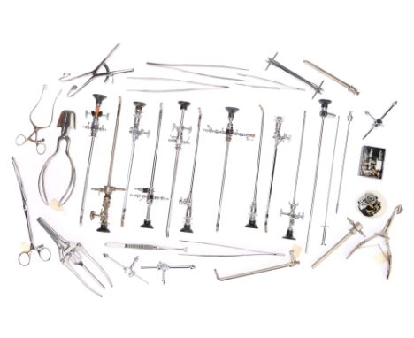 Large Collection of Vintage Surgical Instruments, including various Cytoscope type instruments, small obstetric forceps, cari