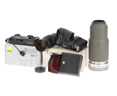 A Selection of Camera Accessories, including a Leitz Hektor f/2.5 200mm lens, NIkon Coolpix 950, Nikon WT-1 and more (a lot)