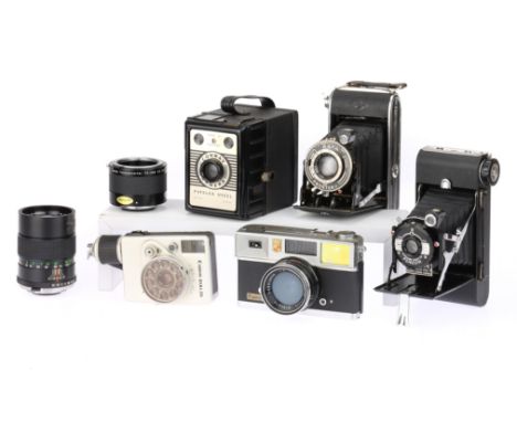 A Mixed Selection of Cameras, to include a Yashica Flash-O-Set, body G, shutter working, together with a Canon Dial 35, body 