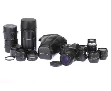 A Range of Pentax Camera Lenses, to include an SMC Takumar 55mm f/1.8 lens, body VG, optics G, some light haze present, toget