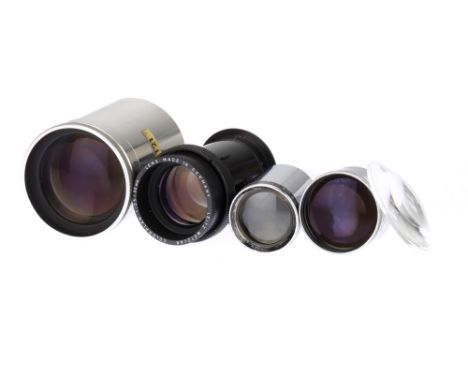 A Selection of Leitz Projection Lenses, to include a Leitz Elmaron f/2.8 150mm projection lens, optics F, some haze present, 