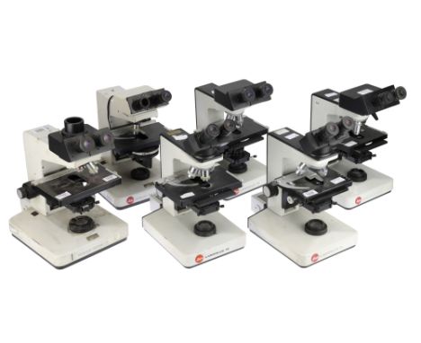 Collection of 6 Leitz Dialux &amp; Laborlux Binocular Microscopes, including 2 Laborlux 12 Binocular microscopes with 6 Leitz