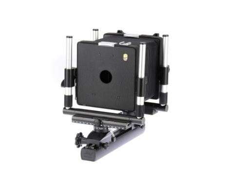 A Linhof Kardan Super Color 4x5 Monorail Large Format Camera, black, body VG, bellows VG,