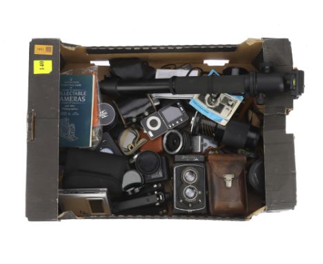 A Mixed Selection of Photographica, to include a Standard Rolleiflex K2, serial no. 453151, body F, shutter working, ground g