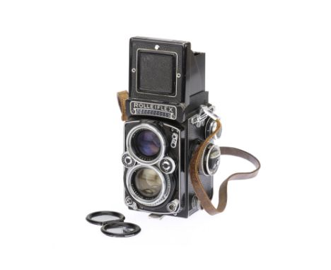 A Rollei Rolleiflex 2.8 E K7E Medium Format TLR Camera black, 1956-59, serial no.1663644, with a Carl Zeiss Planar f/2.8 80mm