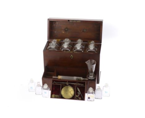 A Victorian Domestic Medicine, Chemists, Apothecary Chest, English, c.1860, unmarked, of typical form, constructed of French 