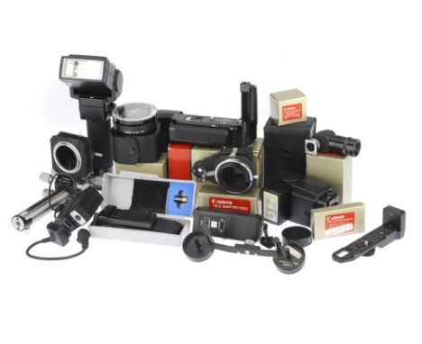 A Selection of Canon Camera Accessories, including Canon Moto Drive MA, Canon One-Touch Bracket G, Canon Bellows FL, Canon Da
