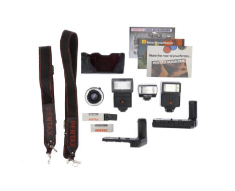 A Mixed Selection of Pentax Camera Accessories, to include a range of grips, flashes, &amp; more,