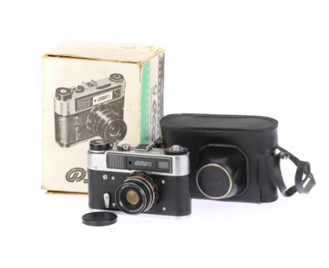 A FED 5 35mm Rangefinder Camera, chrome, body VG-E, shutter working, RF patch bright &amp; clear, body RF cam slow to spring 