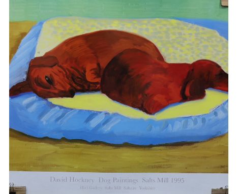 David Hockney RA (British b.1937), offset lithograph exhibition poster, Dog Paintings, Salts Mill, 1995, 53 x 65cm, unframed