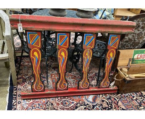 A vintage painted fairground barrier panel, width 116cm, height 90cm