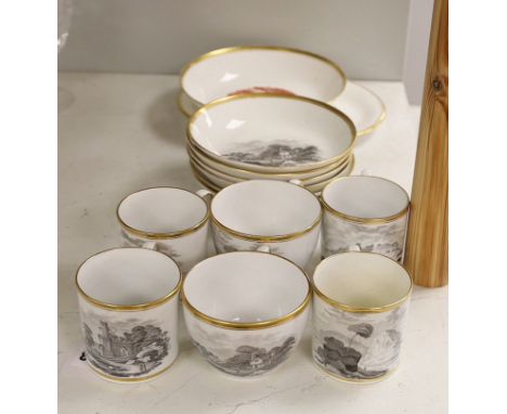 A group of late 18th / early 19th century bat printed teawares, Spode