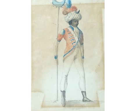 19th century Anglo Indian School, Portrait of a sepoy, 16 x 10.5cm