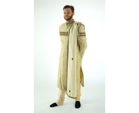 A modern Indian Men's wedding frock coat and trousers. Ex London Festival Opera - 'The Magic Flute'
