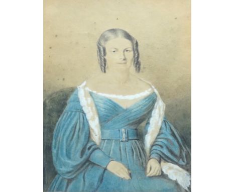 Victorian School, watercolour, Portrait of Great Aunt Wicks, 29 x 22cm