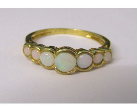 9ct gold 7 stone opal ring size T/U weight 2.4 g