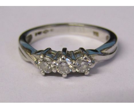 Platinum three stone diamond ring 0.33ct total size J weight 4.6 g